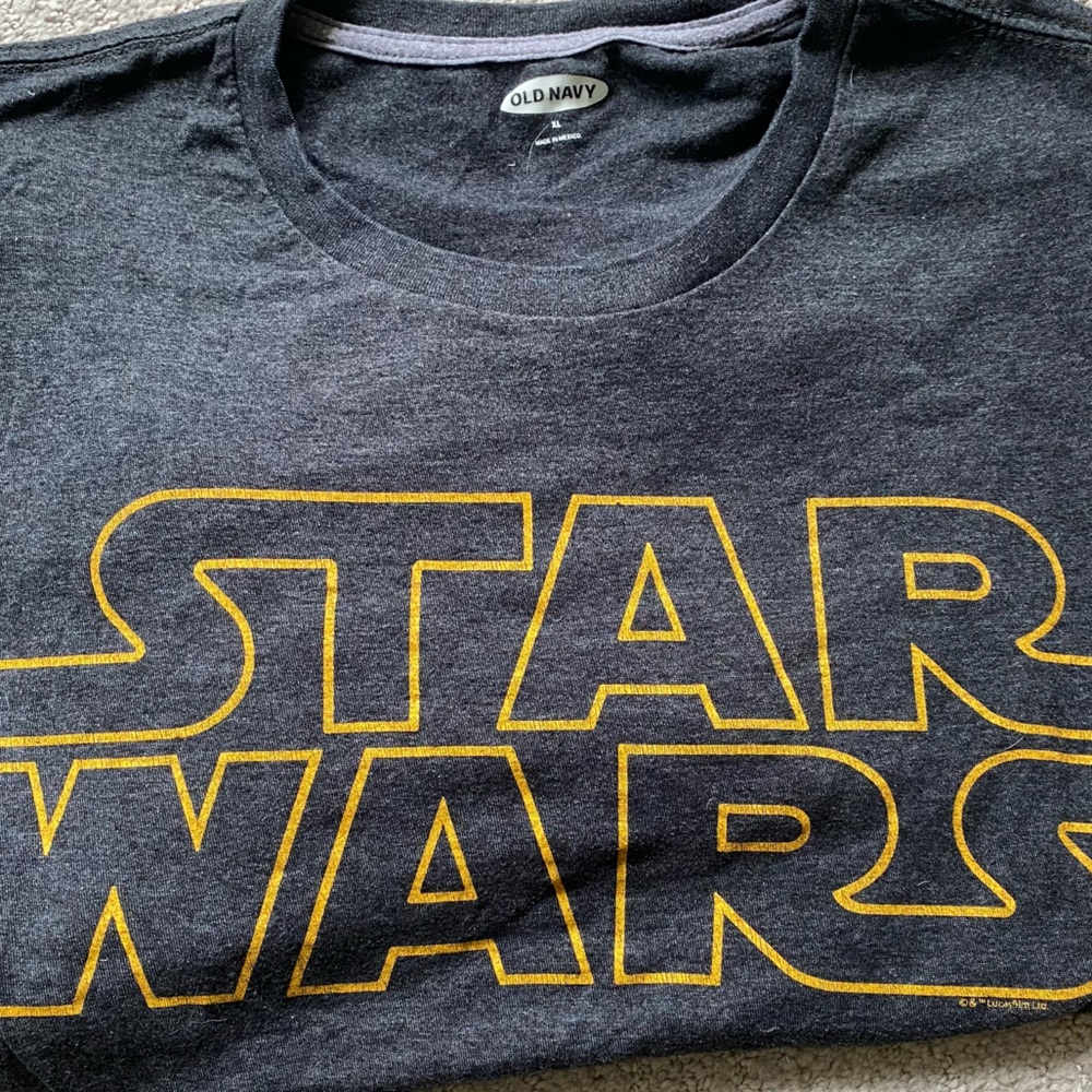 Old Navy Star Wars Charcoal Tee with Yellow Lettering